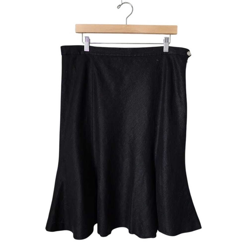 CHAPS‎ 100% Linen midi skirt lagenlook lined in black size 14